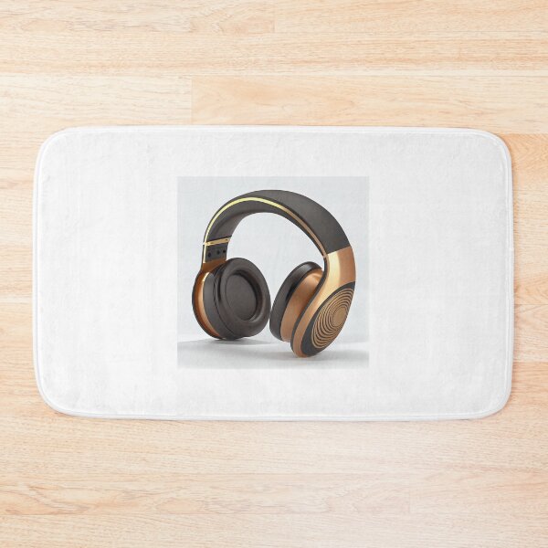 Item preview, Flat futuristic wireless headphones black and goldern designed and sold by Arulsha.