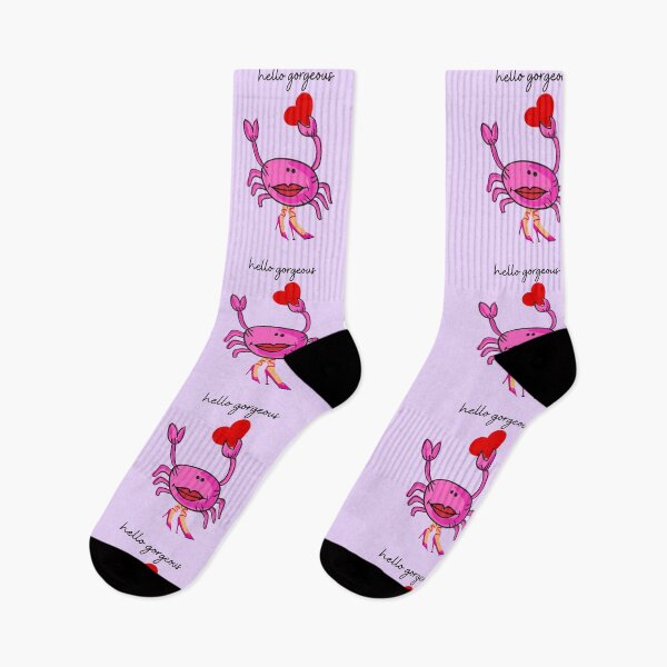 Item preview, HELLO GORGEOUS PINK CRAB 4 RED HEART PINK SHOES (lavender background) designed and sold by EllieMonroe.