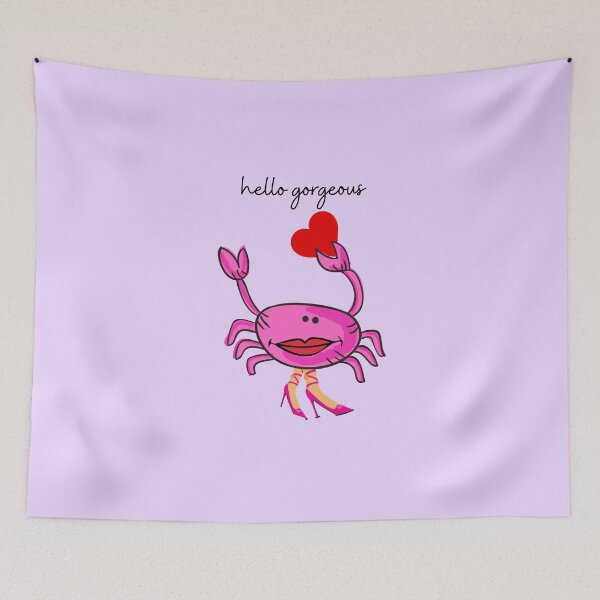 Item preview, HELLO GORGEOUS PINK CRAB 4 RED HEART PINK SHOES (lavender background) designed and sold by EllieMonroe.
