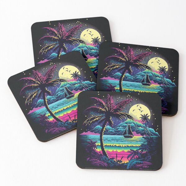 Item preview, Dark neon island ocean#3-1 designed and sold by FunArt4You.