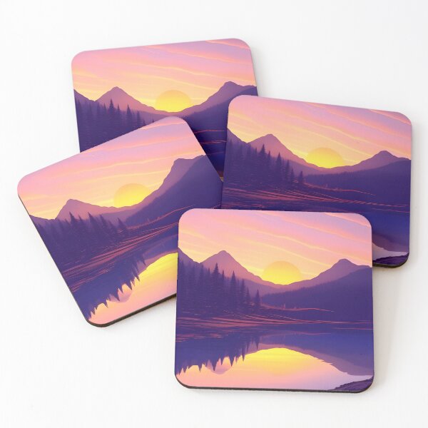 Item preview, Discover the Elegance and Charm of Our Collection of Minimalist Landscape and Lake Sunrise Prints designed and sold by supeart.
