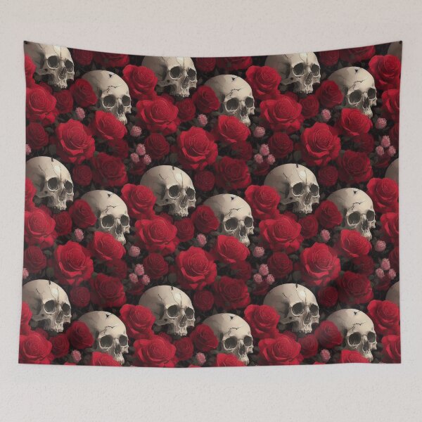 Aperçu de l'œuvre Crânes et roses créée et vendue par Ghosty-Patterns.