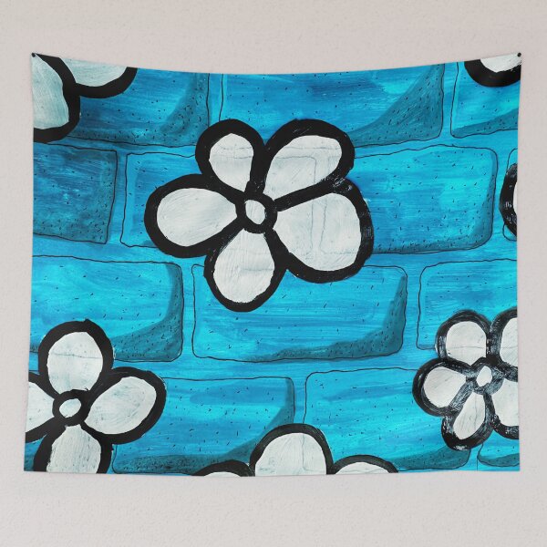 Item preview, White Flowers on a Brick Wall designed and sold by Marian Hayes.
