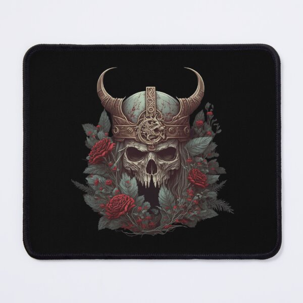 Item preview, A skull wearing a Viking helmet overgrown with roses. designed and sold by Fablemyst.