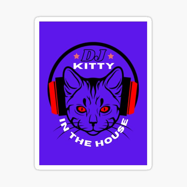 Dj Kitty with headphones Sticker for Sale by Spacefans