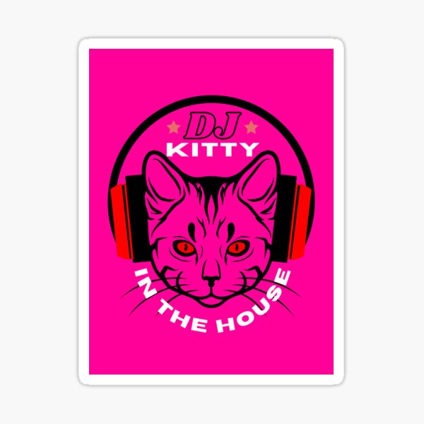 Cat DJ - Kitty Club Funny Disc Jockey' Sticker