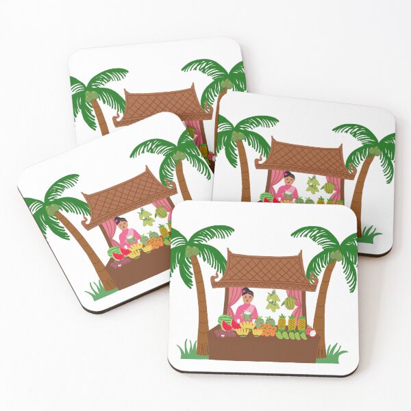 Item preview, Asian street food vendor selling tropical fruit. Graphic illustration. designed and sold by Nalidsa Sukprasert.
