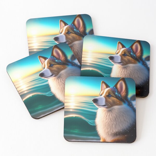 Item preview, Shiny Sheltie Shimmers on Winter Beach designed and sold by Nocturne  Paws.