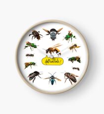 Antisocials! A honeybee surrounded by non-social bees! Clock