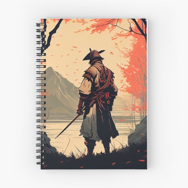 Item preview, Nostalgic Drawing of a Samurai standing near the Lake designed and sold by krazybookz.