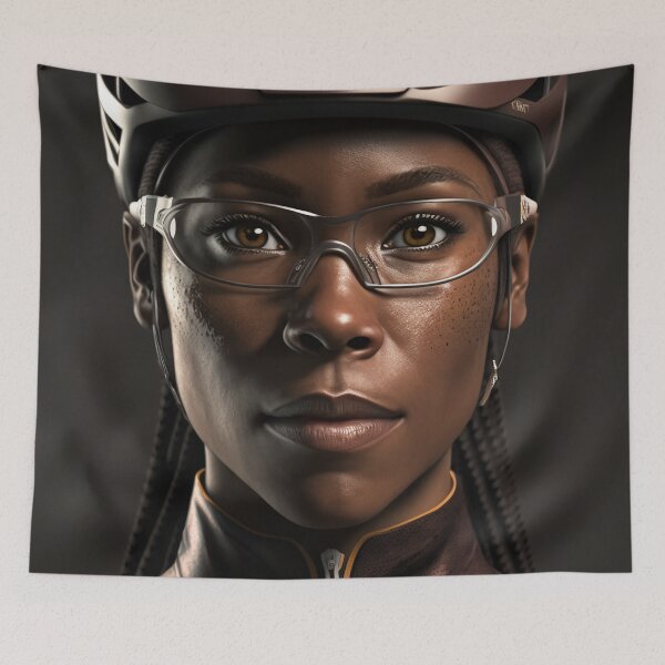 Item preview, Black Female Cyclist Portrait designed and sold by Helfrich Bicycles.