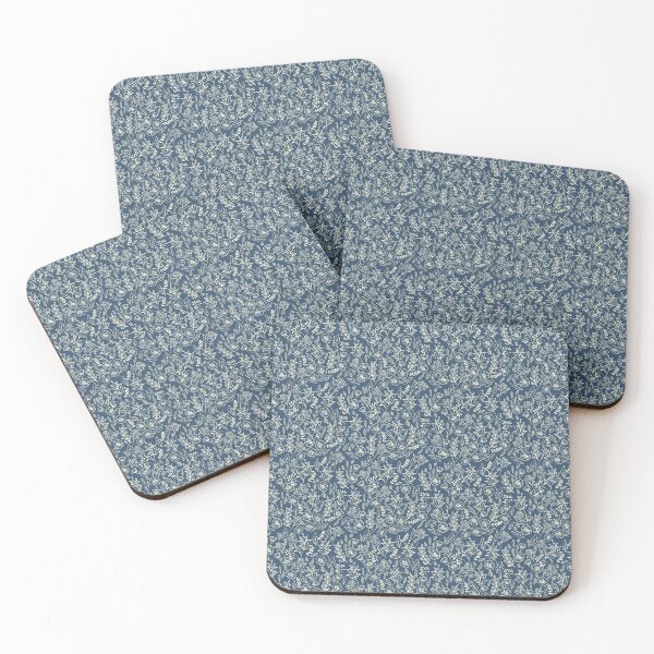 Item preview, White scattered flowers plant pattern blue ground vintage design floral pattern designed and sold by Kallandra.