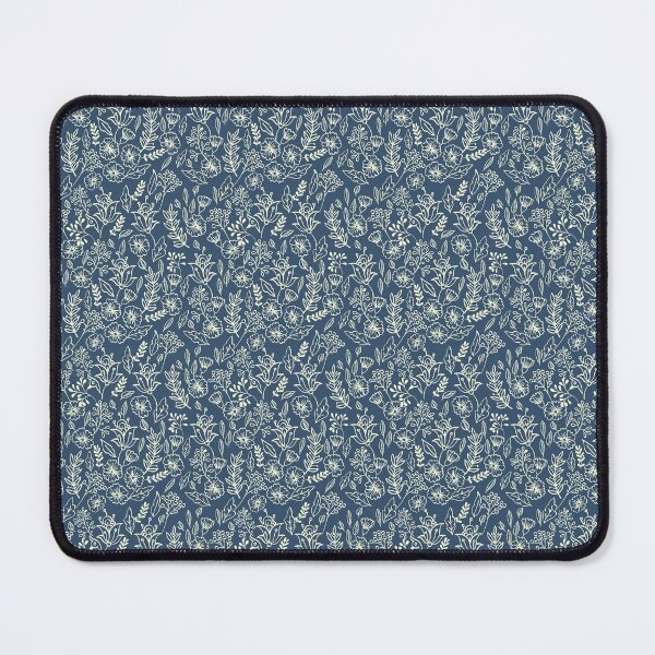 Item preview, White scattered flowers plant pattern blue ground vintage design floral pattern designed and sold by Kallandra.