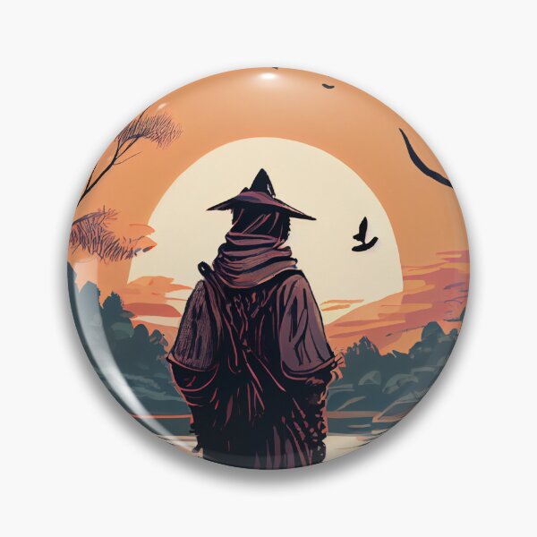 Item preview, Nostalgic Drawing of a Samurai Watching Beautiful Sunset designed and sold by krazybookz.