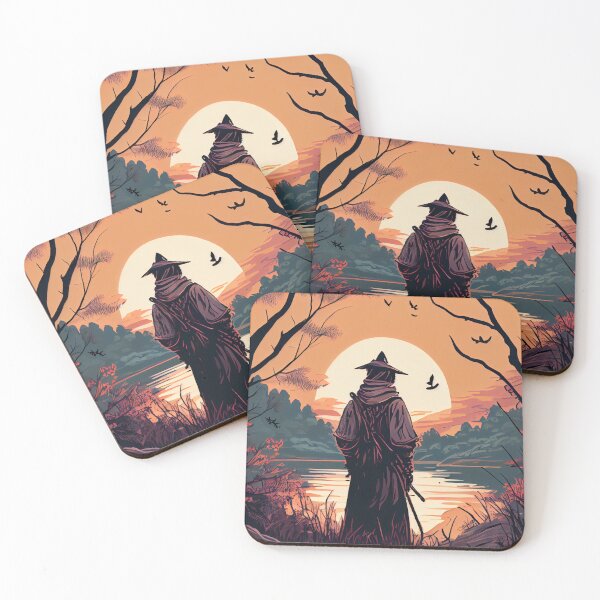 Item preview, Nostalgic Drawing of a Samurai Watching Beautiful Sunset designed and sold by krazybookz.