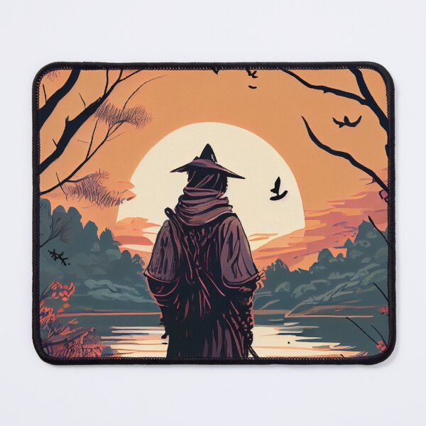 Item preview, Nostalgic Drawing of a Samurai Watching Beautiful Sunset designed and sold by krazybookz.