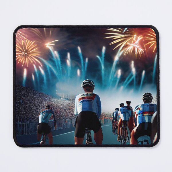 Item preview, Cycling Team Crossing the Finish Line with Fireworks designed and sold by Helfrich Bicycles.