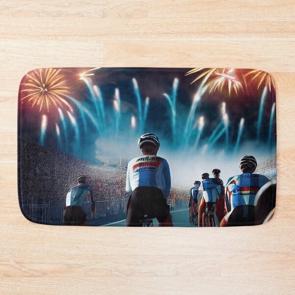 Item preview, Cycling Team Crossing the Finish Line with Fireworks designed and sold by Helfrich Bicycles.