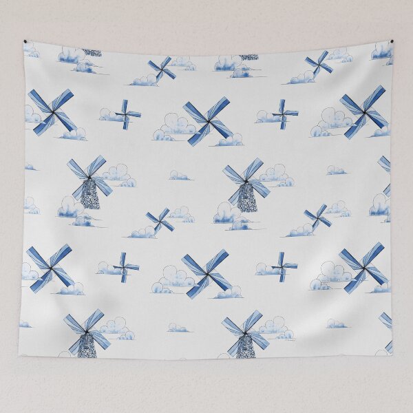 Item preview, Stained Glass Windmills Delft Blue designed and sold by MCWestenbergh.