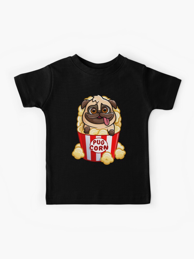T-Shirt, Pug Corn, Cute Dog In Popcorn, Funny Puppy T-Shirt, Pug Corn, Cute Dog In Popcorn, Funny Puppy