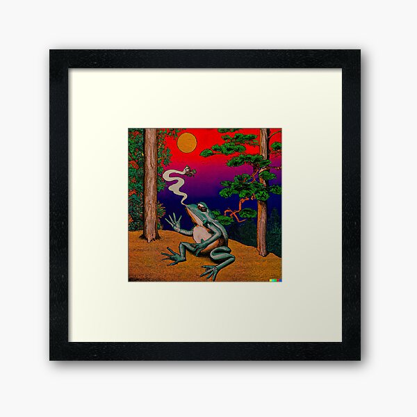 Aperçu de l'œuvre Peinture Ukiyo-e représentant une grenouille fumant créée et vendue par Psychonaught99.