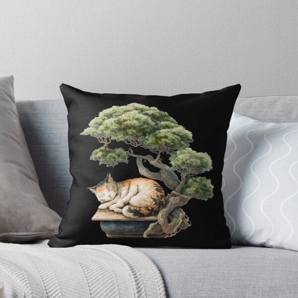 Item preview, Cat sleeping under bonsai tree designed and sold by AnimalArtPhotos.