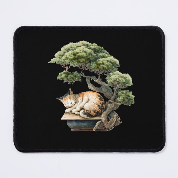 Item preview, Cat sleeping under bonsai tree designed and sold by AnimalArtPhotos.