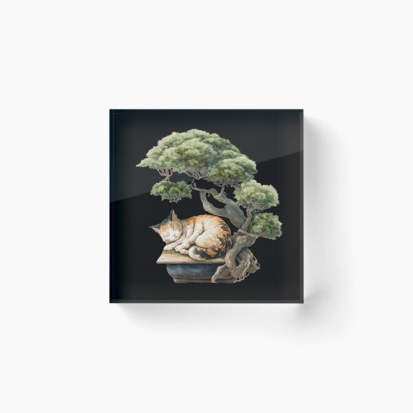Item preview, Cat sleeping under bonsai tree designed and sold by AnimalArtPhotos.