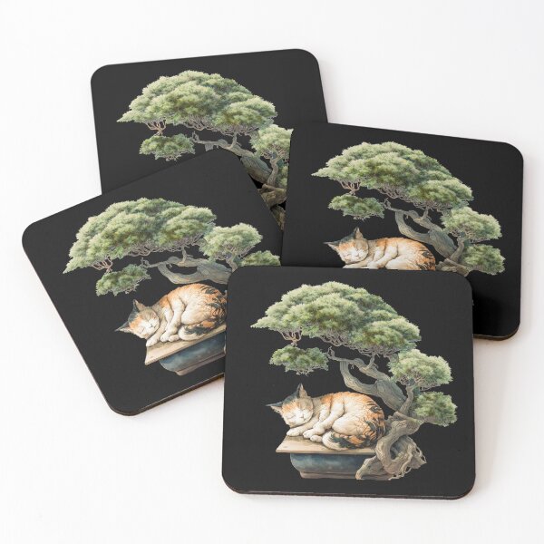 Item preview, Cat sleeping under bonsai tree designed and sold by AnimalArtPhotos.