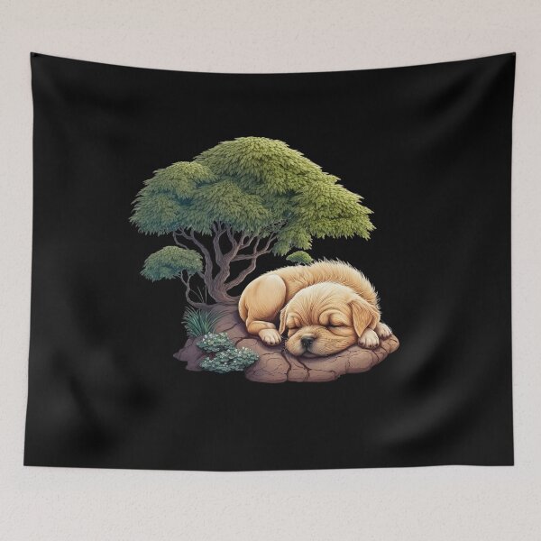Item preview, Bonsai tree dog sleeping designed and sold by AnimalArtPhotos.