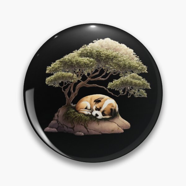 Item preview, Cute puppy sleeping under bonsai tree designed and sold by AnimalArtPhotos.