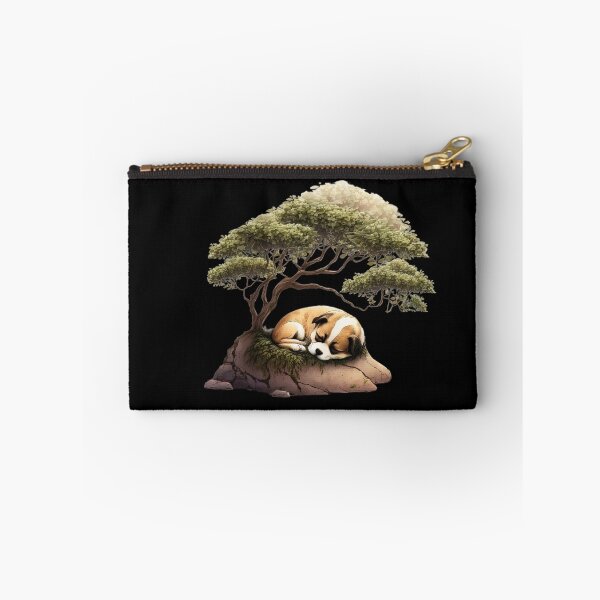 Item preview, Cute puppy sleeping under bonsai tree designed and sold by AnimalArtPhotos.