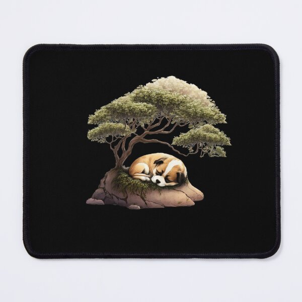 Item preview, Cute puppy sleeping under bonsai tree designed and sold by AnimalArtPhotos.