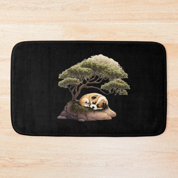 Item preview, Cute puppy sleeping under bonsai tree designed and sold by AnimalArtPhotos.
