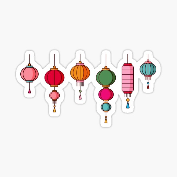 "Colourful Chinese Lantern" Sticker for Sale by bionkz Redbubble