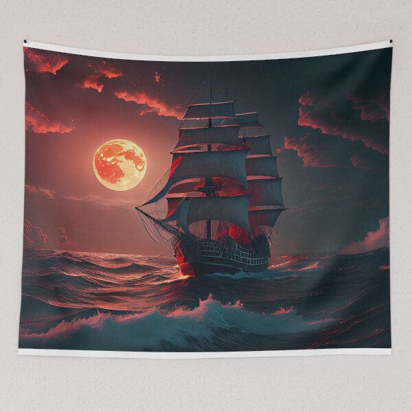 Item preview, Ship at sea under moonlight  designed and sold by GoBeyondChannel.