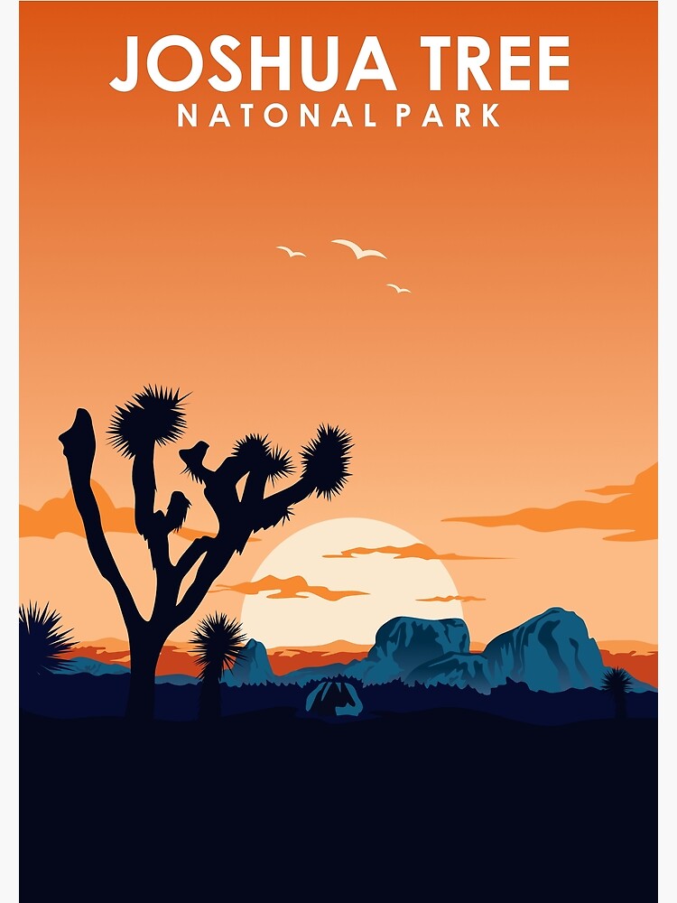 Discover Joshua Tree Vintage Minimimal Retro National Park Travel Poster Premium Matte Vertical Poster
