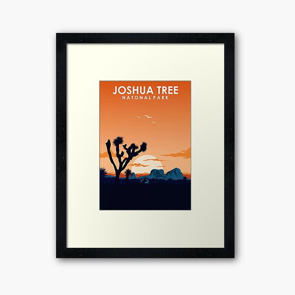 Joshua Tree Vintage Minimimal Retro National Park Travel Poster Framed Art Print