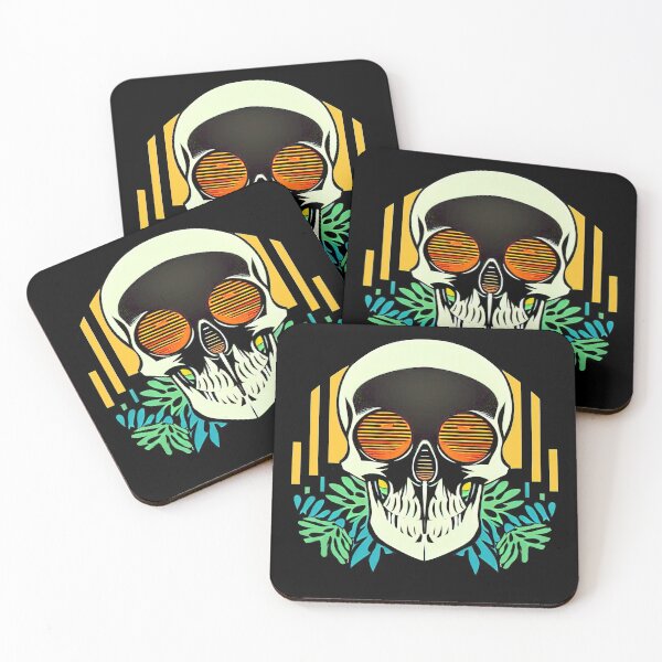 Item preview, Jungle Skull in the Sunset - skull with leaves - skull with red eyes designed and sold by ZombieTit.