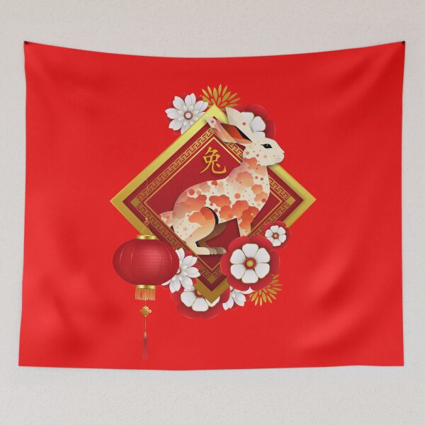 Item preview, Happy chinese new year 2023 year of the rabbit zodiac sign with flower designed and sold by taogiauco.