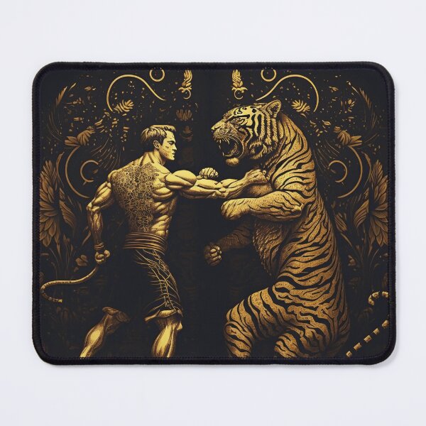 Item preview, man and tiger art designed and sold by Sophiatsitaart.