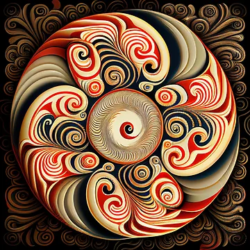 Imagen de la obra Swirling Asian Pattern Digital Painting de CodeAndColors