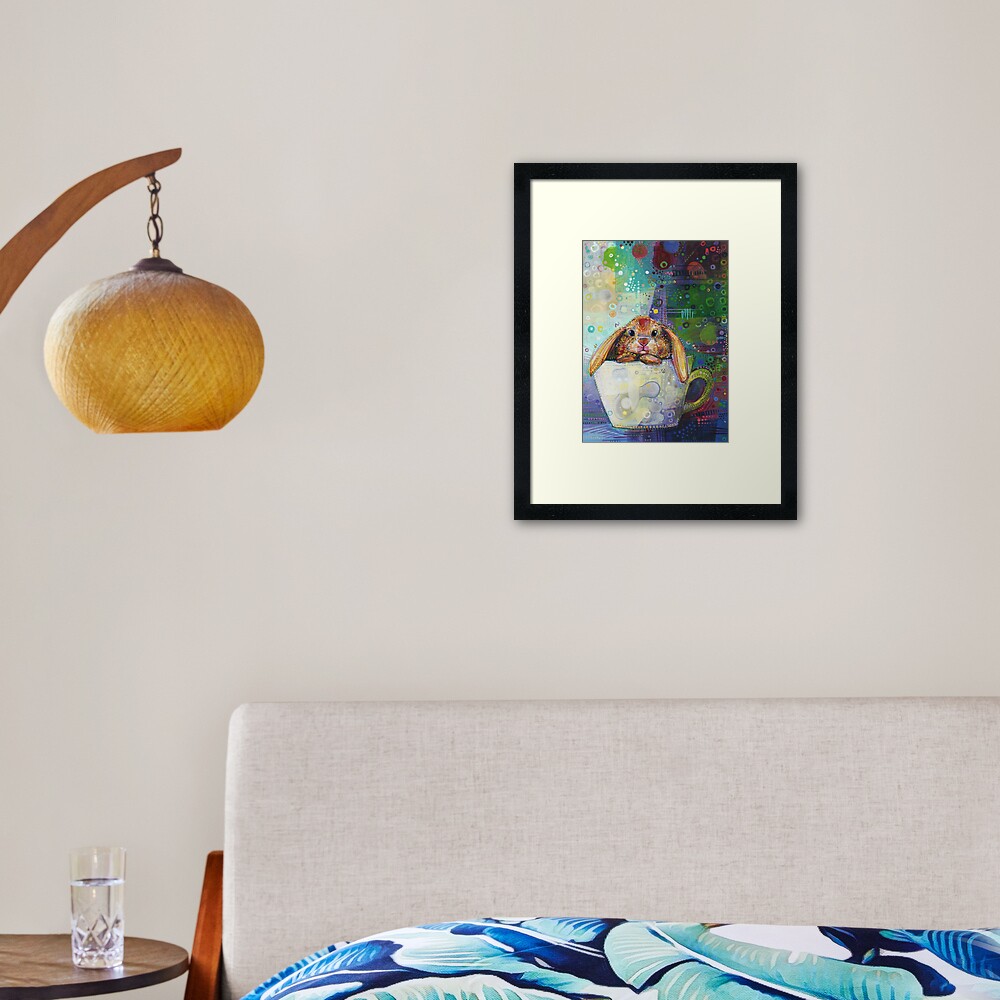 Bunny in a Teacup Painting - 2010 Framed Art Print