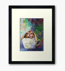 Bunny in a teacup painting - 2010 Framed Print