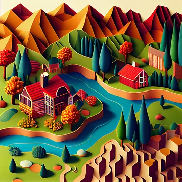 Vorschaubild zum Design Three Dimensional Flat Intense Country Pattern Digital Painting von CodeAndColors
