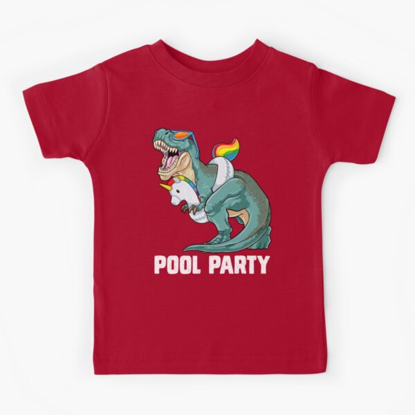 Pool Party T Rex Dinosaur Unicorn Float Summer Rainbow Kids T