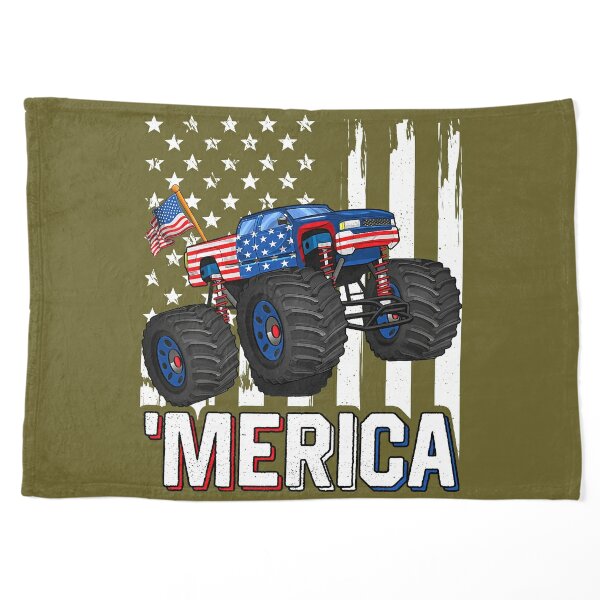 Monster Truck USA Flag Merica Patriotic Boys Men 4th of July