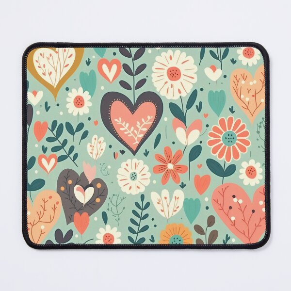 Item preview, Repetitive patterns of hearts and flowers for Valentine's Day - water green designed and sold by LiliD.