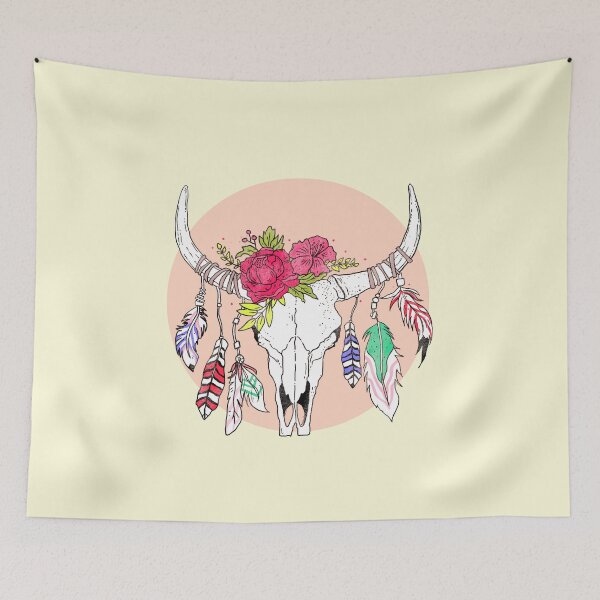 Item preview, Retro Bohemian Bull Skull designed and sold by franktact.