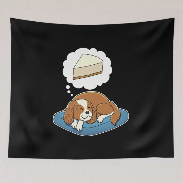 Item preview, Cavalier King Charles Spaniel dreaming about Cheese Cake designed and sold by DoggieDelights.